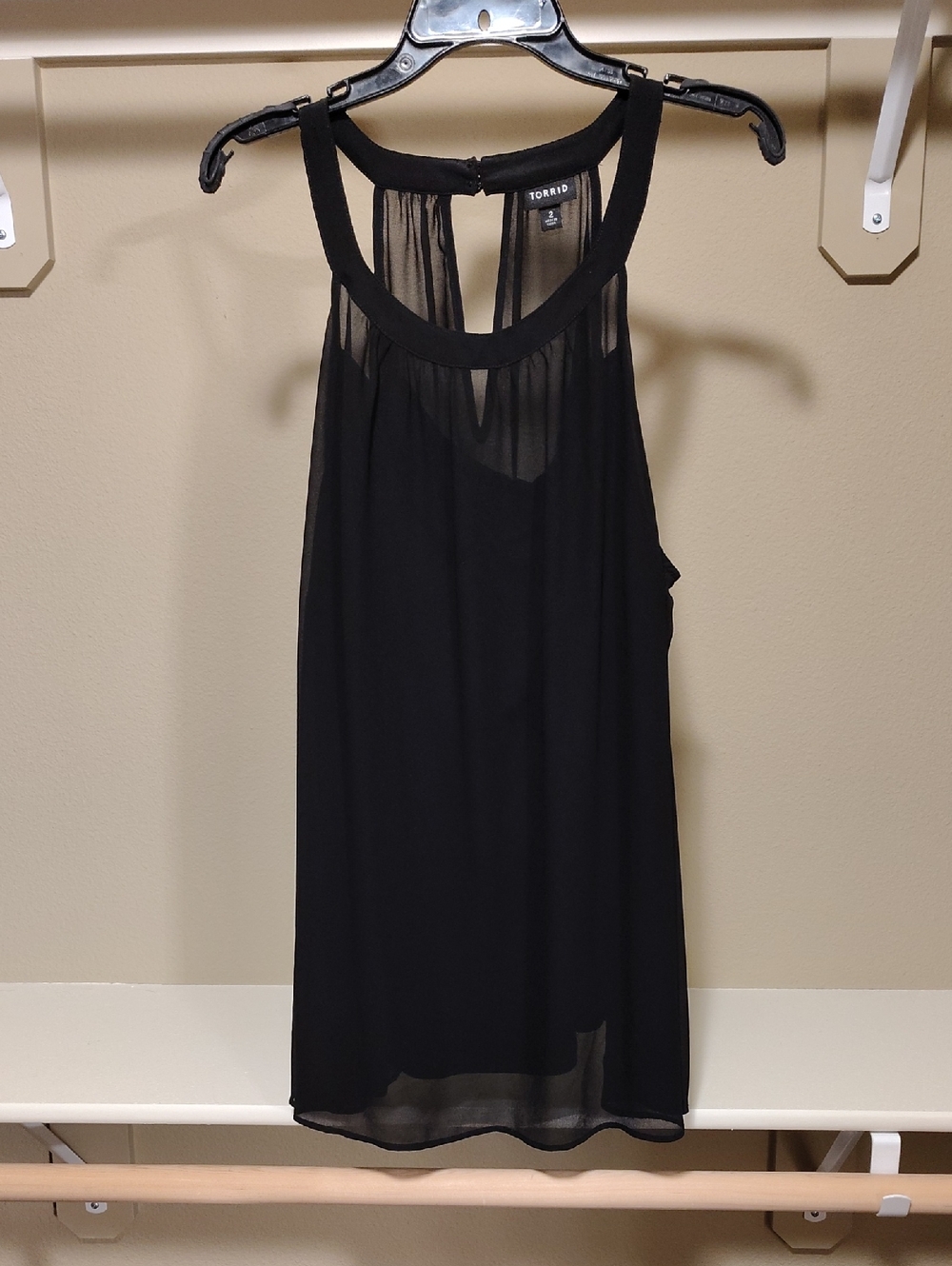 Torrid Black Sleeveless Sheer Yoke Tank Top